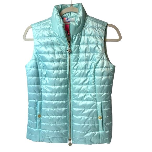 Lilly Pulitzer Puffer Vest Whisper Blue XS NWT - Picture 2 of 9